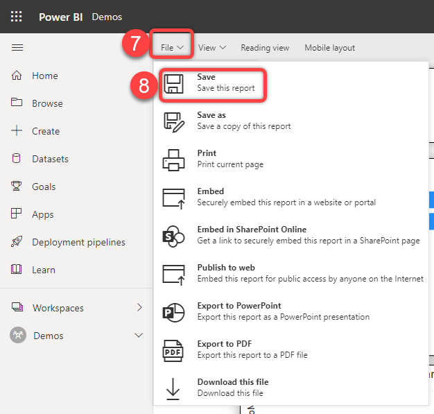 Saving the thin report created on Power BI Service