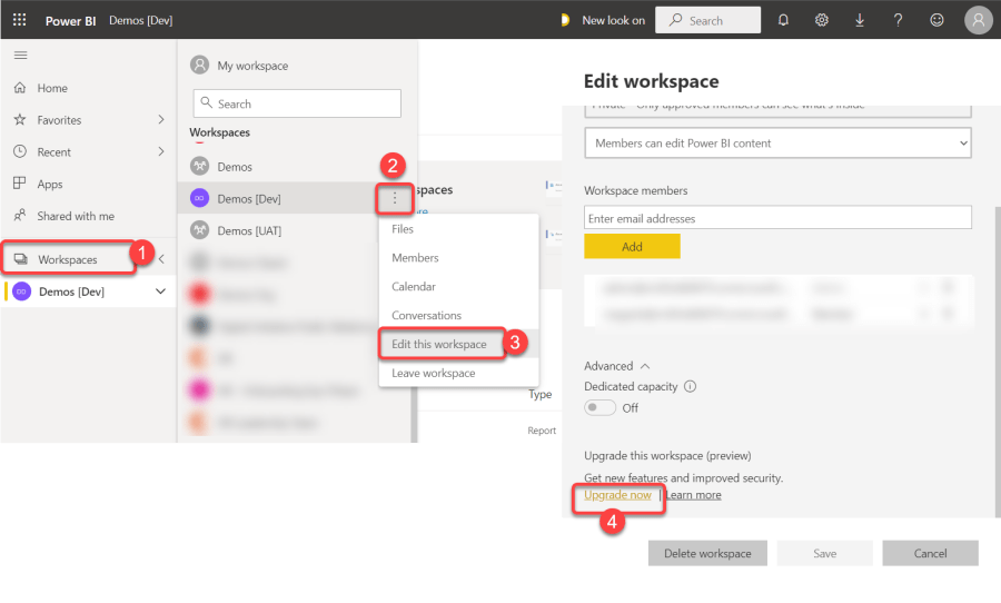 Upgrade Power BI Classic Workspace