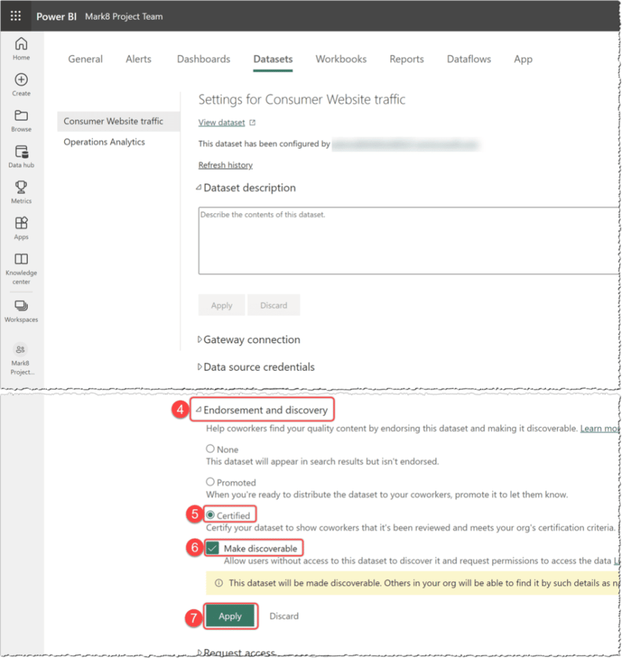 Certifying a dataset in Power BI Service