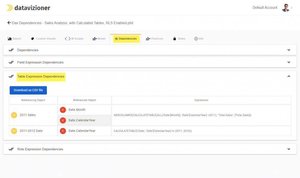 Table Expression Dependencies in Power BI Documenter